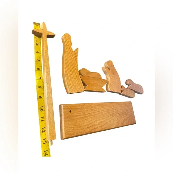 Nativity Oak Wood 8 Pieces Beautiful & Simple Solid oak  Wood hand made - Picture 8 of 15